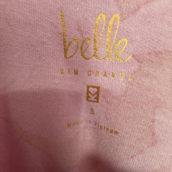 Belle Kim Gravel V Neck Bright Pink Floral 3/4 Sleeve Tee Size Small Pullover - Picture 5 of 7